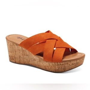 🧡 Style & Co Orange Cork Wedge Sandals